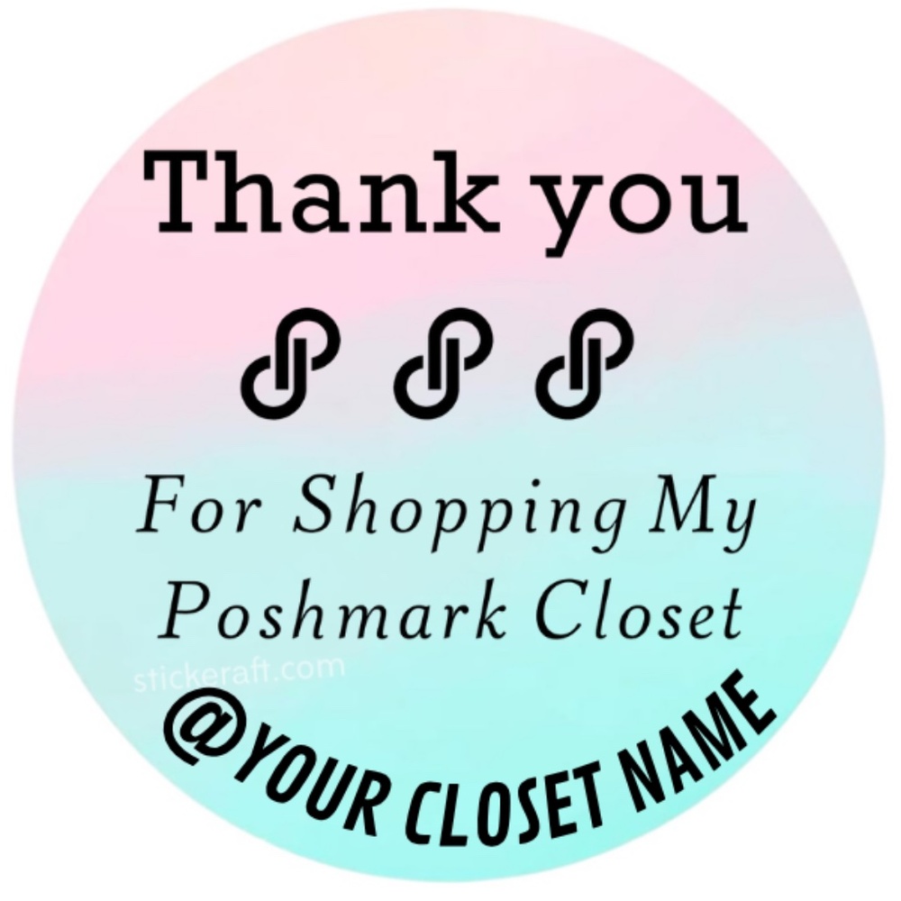 Thank You for Shopping My Poshmark Closet  Sticker – 2 Inch Round CUSTOM LABEL - Picture 2 of 2